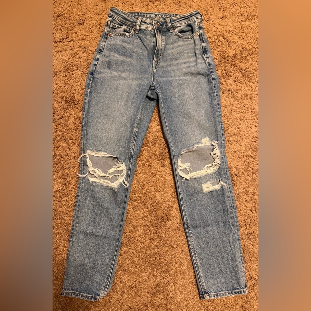 AmericanEagle Outfitters Light Blue Distressed Stridgid Jeans Wm Size 4 Regular